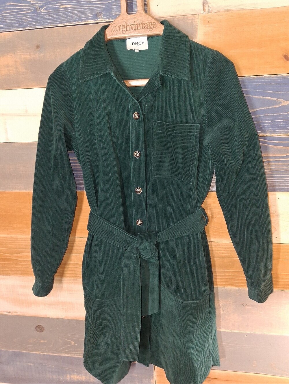 FRNCH Paris Corduroy Dress Green XS - Picture 2 of 5